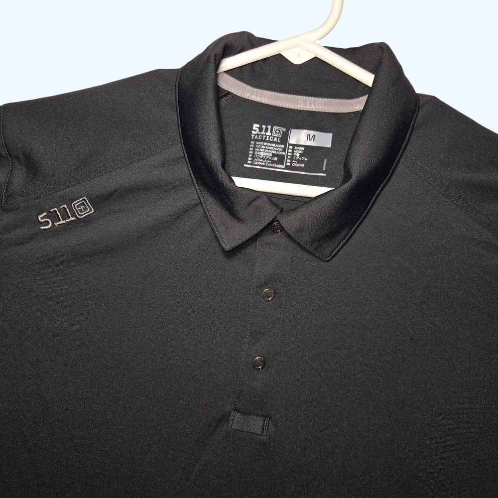 5.11 Tactical Paramount Polo Shirt Mens Medium Black Short Sleeve 41221-019